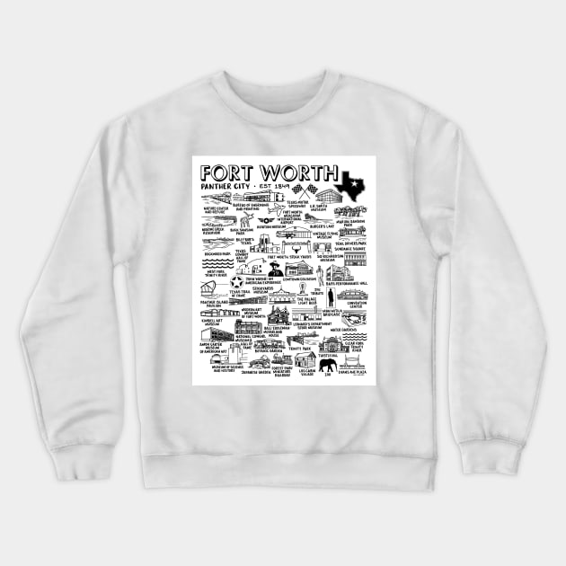 Forth Worth Map Art Crewneck Sweatshirt by fiberandgloss